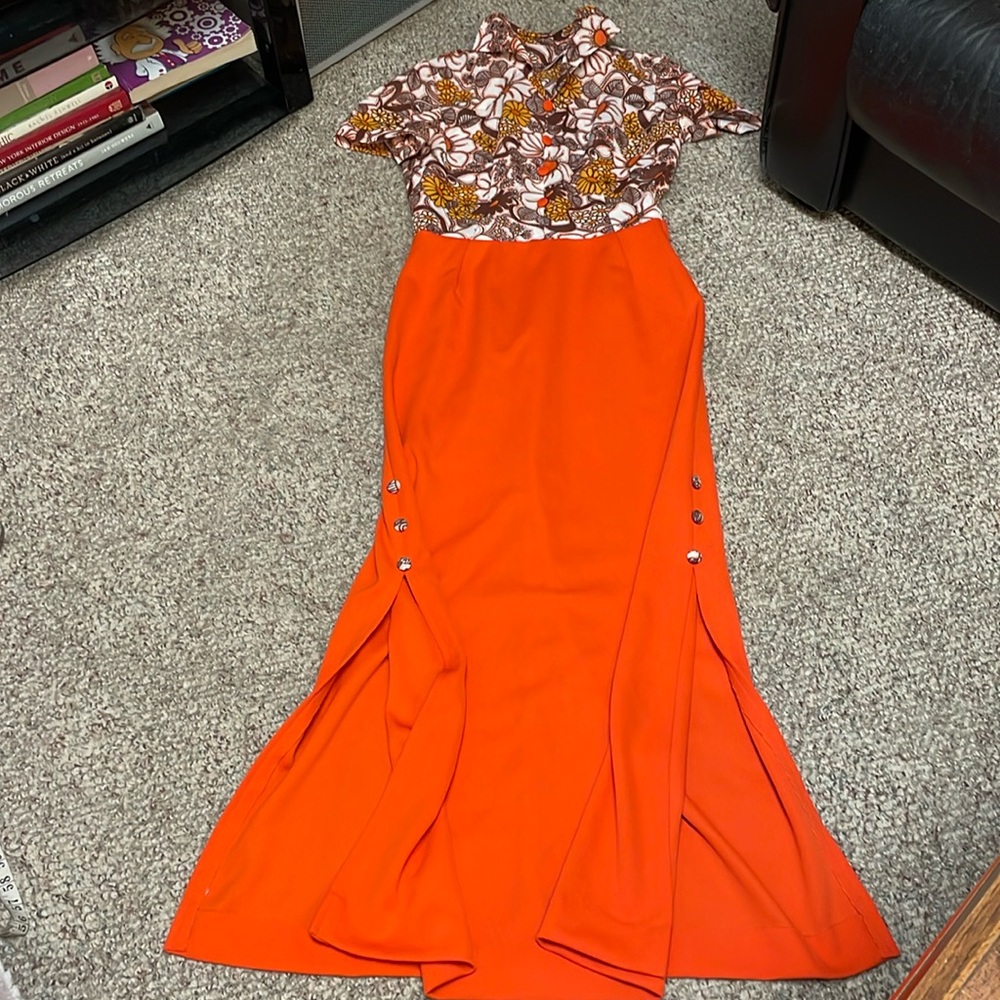 Vintage 70s maxi gown with slits at both sides